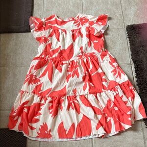SHEIN Red and White Floral Dress